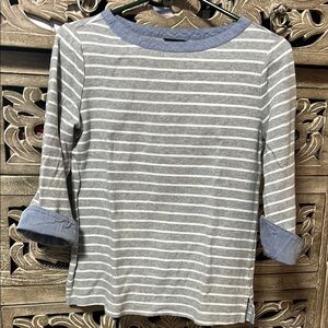 Striped Gray and White Long Sleeve Top